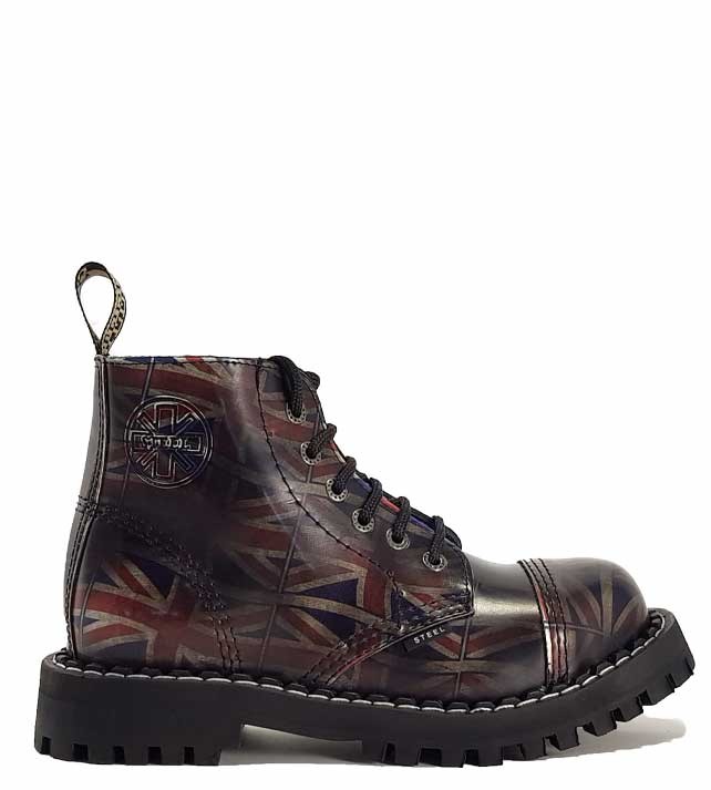 Steel Boots 6 Eyelets UK Flag Rub Off